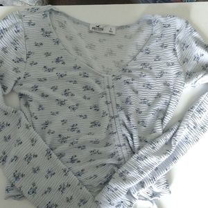 Blue Hollister floral shirt long sleeve